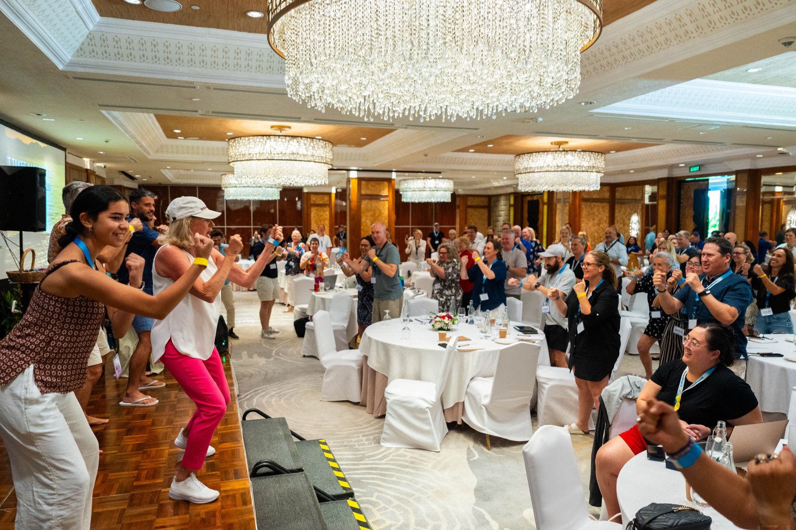 Lisa leading an energised audience activity